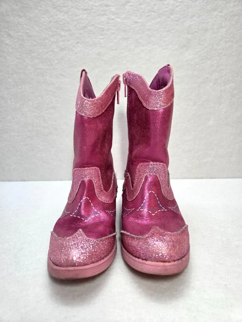 Disney Minnie Mouse Cowgirl Western Boots Pink Glitter Toddler Girls Size 8